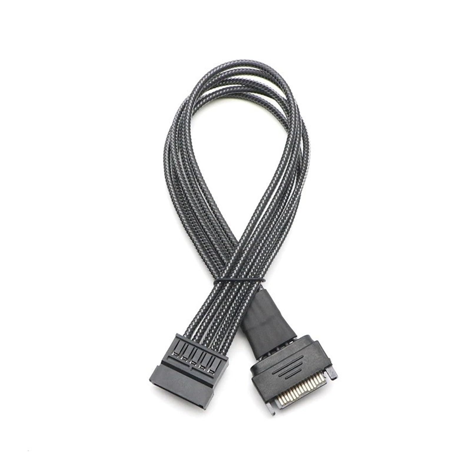 Generico Cavo di prolunga alimentazione con maniche SATA da 15 pin maschio a femmina(40cm,Red)