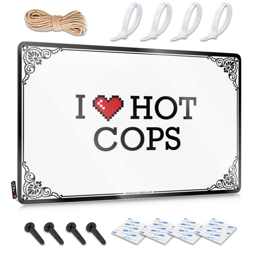 Fzfn Colour Funny Vintage Signs Accessory Country I Love Hot Cops For Road - Basement Decor Customizable(30X40cm)