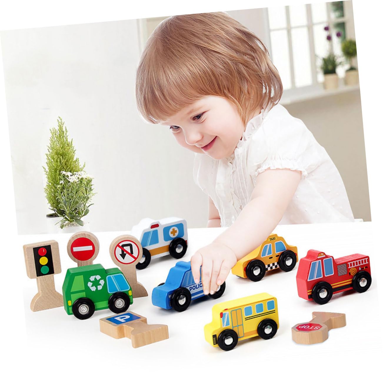 Amazon.co.jp: TOYANDONA 3個セット 子供用木製乗り物 木製車両 木の車 