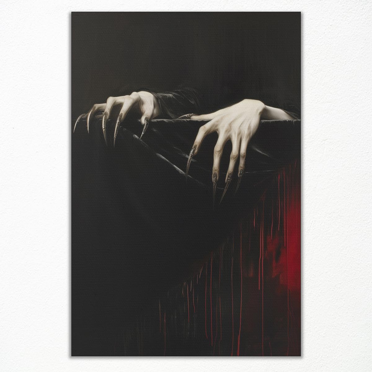 Xbsifyiooa Goth1-Unframed Clawed Hands Dracula Vampire Print Gothic Moody Canvas Wall Art Witchy Poster Dark Academia Halloween Painting Spooky Goth Picture 12X16in Unframed