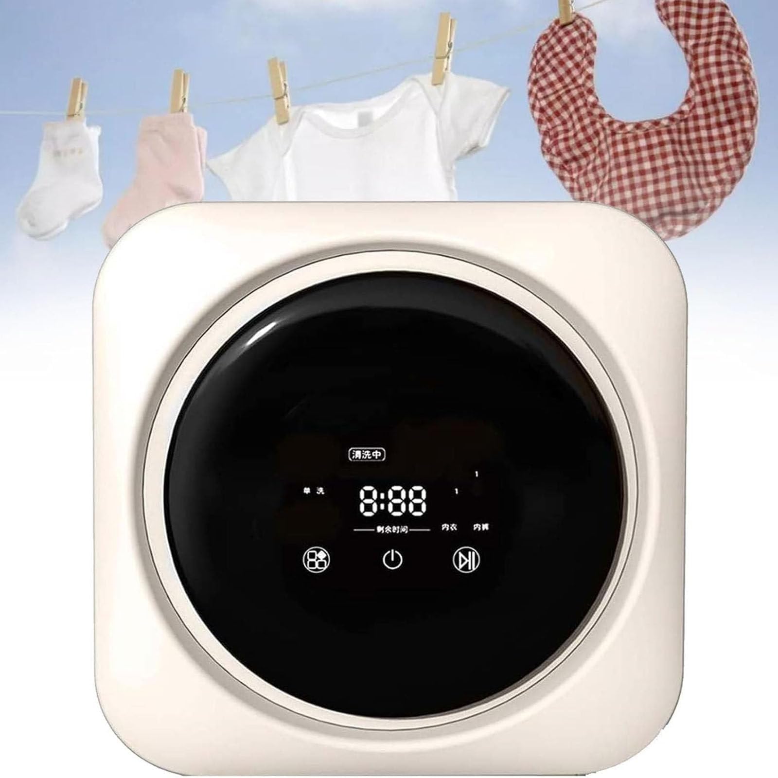 170w/3.5l Mini Automatic Washing Machine, Intelligent Roller Washing and Drying, Wall-Mounted/Desktop Integrated Washing Machine, Front Loading Compact Clothes Dryer,Desktop