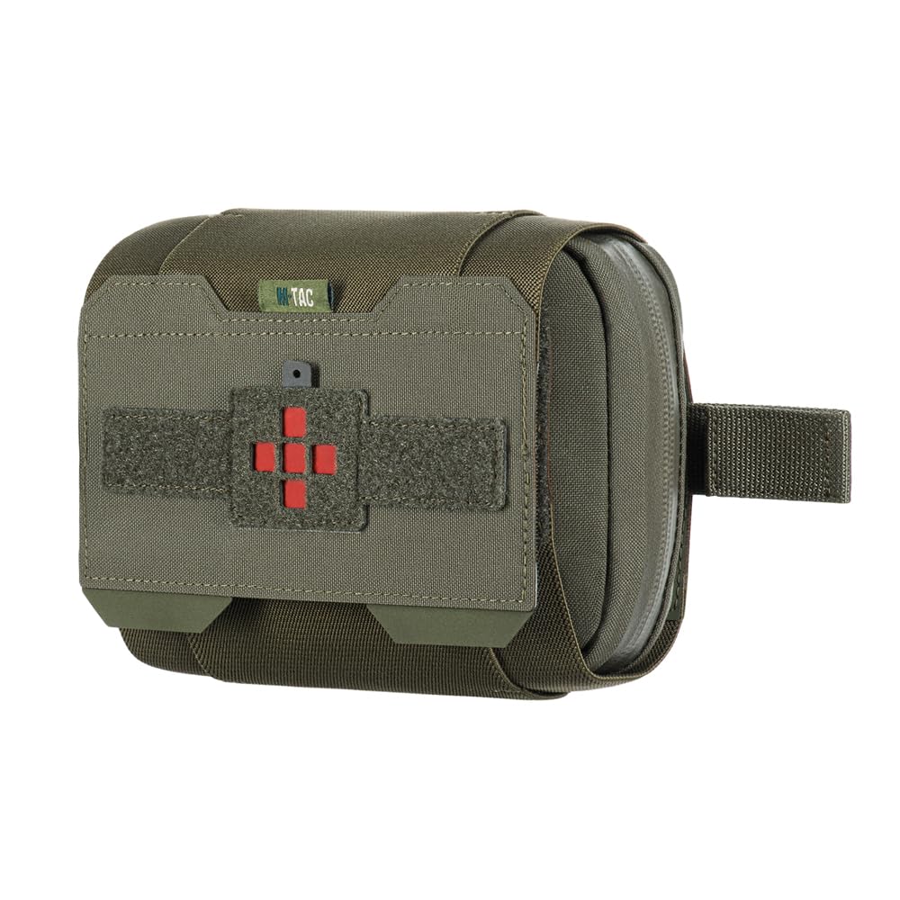 M-Tac Large Elite - Bolsa horizontal MOLLE-IFAK – Cordura® 500D MIL-SPEC, base cortada con láser, cremalleras AquaGuard YKK®, organizador de primeros auxilios desmontable, verde Ranger