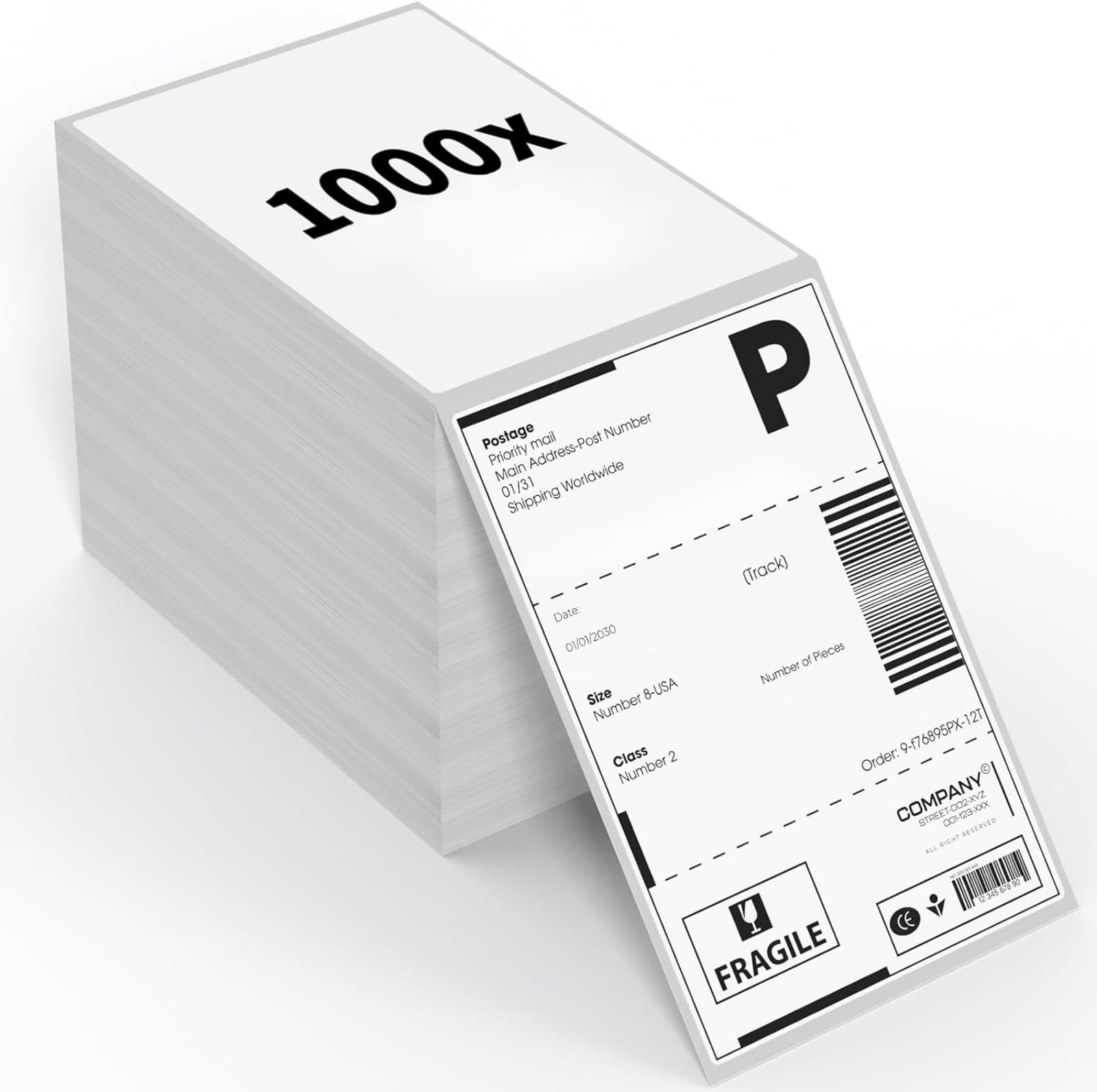 Étiquettes Thermiques 4"x6" (10x15 cm) Autocollantes pour Imprimante Thermique, 1000 Pièces sans BPA