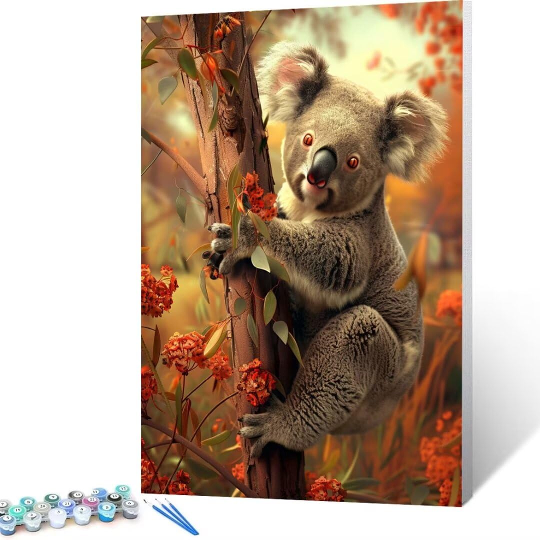 Kit de peinture par numéros pour adultes - Koala - Peinture par numéros - Kit de bricolage créatif - Kit de peinture par numéros - Toile pour enfants à partir de 6, 7, 8, 9, 10, 60 90x120 cm Q-8