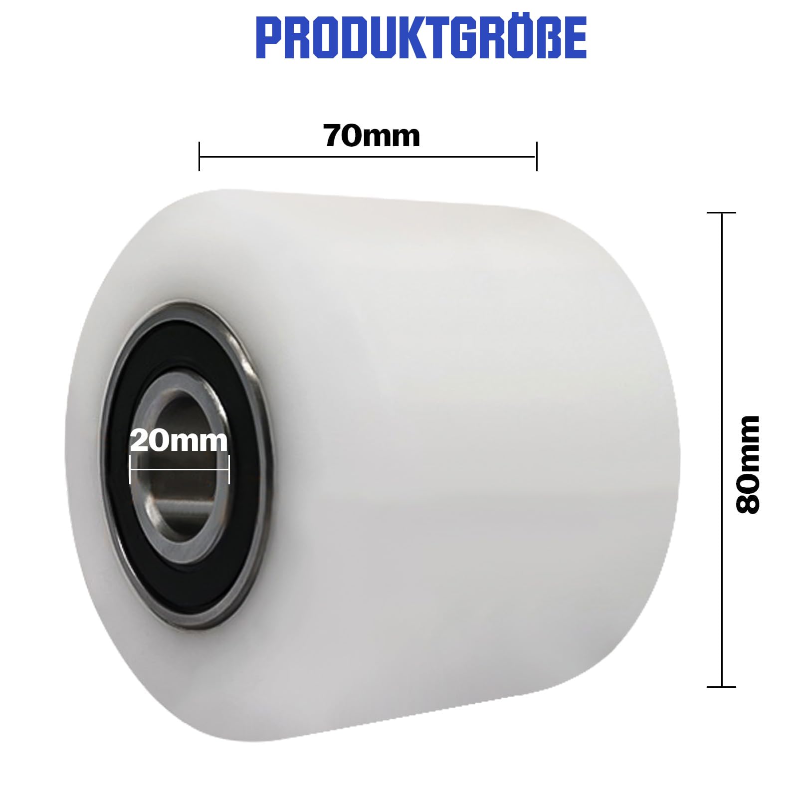 4 ruedas para transpaleta de poliamida, nailon, 80 x 70 mm, eje de 20 mm, con rodamiento de bolas, carga máxima de 1000 kg