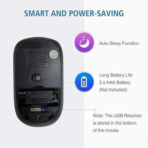 Miniatura 3 de NexiGo Mouse inalámbrico, mouse delgado 2.4G, mouse óptico portátil de oficina con receptor USB, mouse inalámbrico de viaje para laptop,