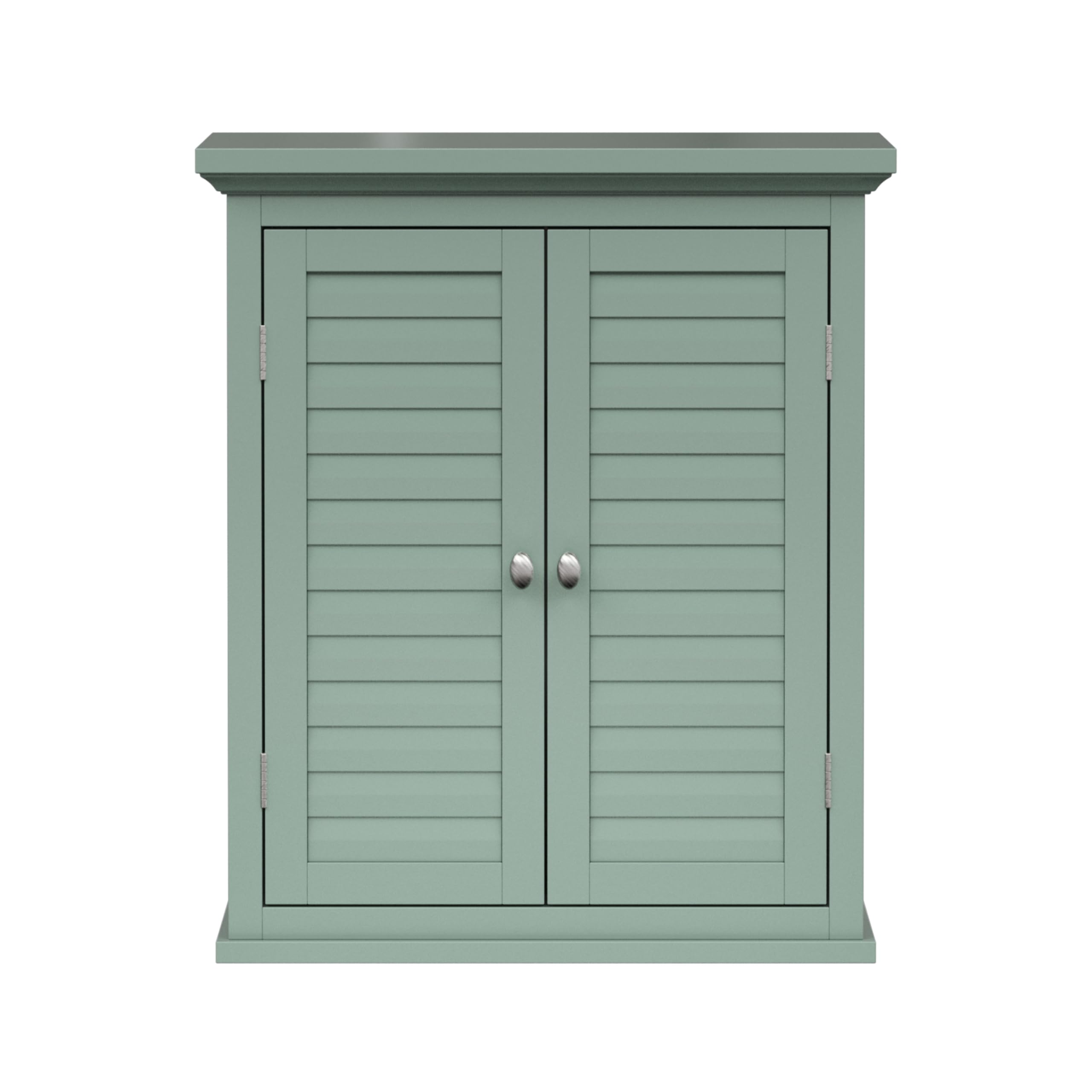 Teamson Home Glancy Removable Two-Door Wall Cabinet with Faux Louvered Doors, Sage Green