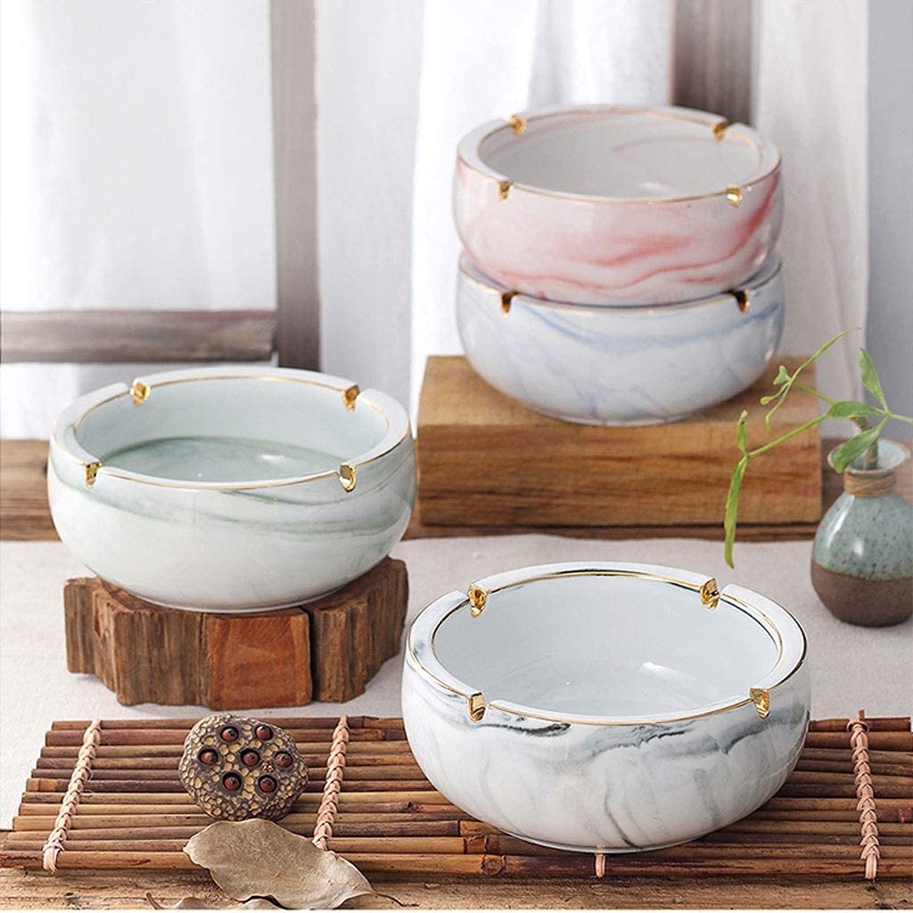 Posacenere Posacenere in ceramica Posacenere da esterno in marmo Posacenere con posacenere per sigari da tavolo Gold Line Calibro grande per decorazioni per l'home office per la casa