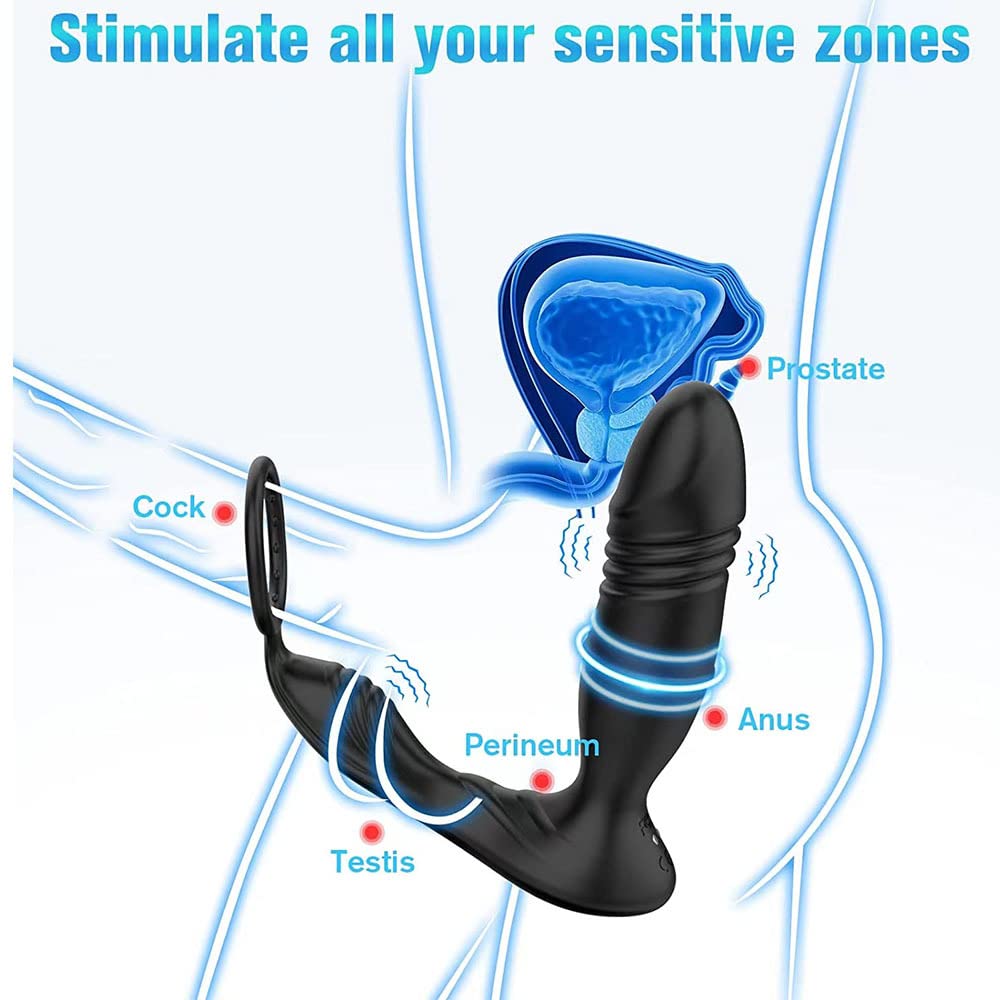 App per vibratore 3 in 1, vibratore prostatico con anello, plug anale da uomo (giocattolo erotico), anello vibrante con 9 modalità, vibratore di coppia