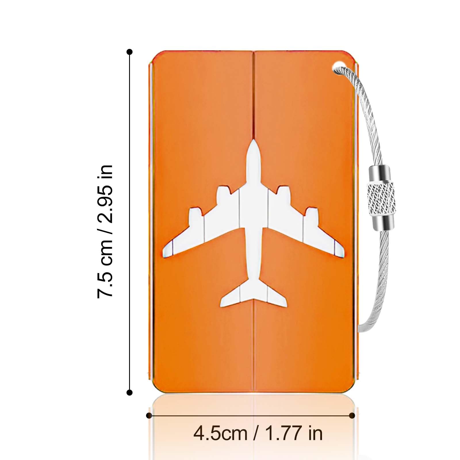 6 Piezas Identificador de Maletas de Aluminio, Etiqueta Maleta Viaje con Tarjeta para Información Personal y Anillos de Acero para Bolsas Equipaje Maletas y Mochilas, Naranja