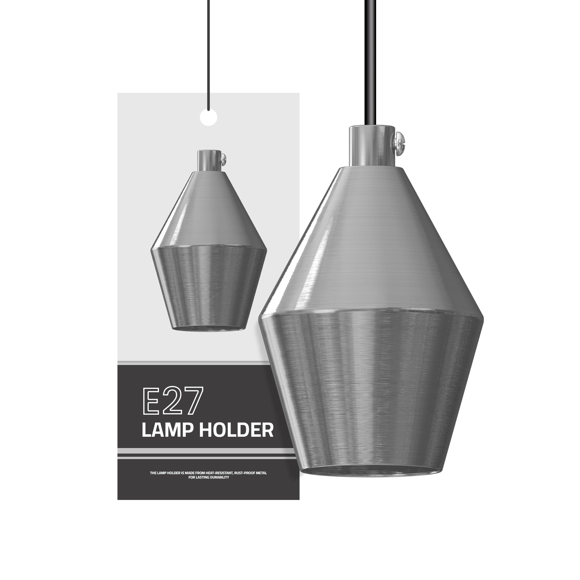 DC VOLTAGE Vintage Antique Retro Metal Lamp Socket Holder, Industrial Edison E27 Light Fitting, Lamp Shade Holder - Satin Nickel (Bulb not Included) โ image 1