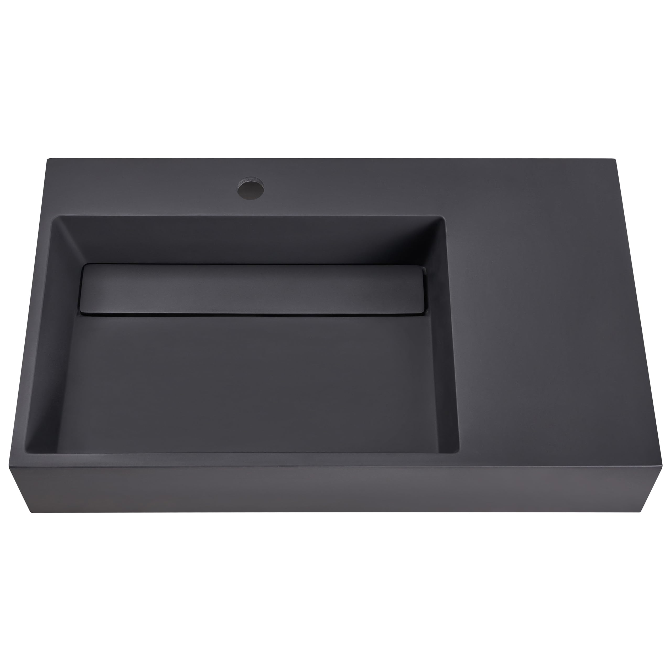 Lavabo suspendido de pared clásico rectangular fundición mineral acabado mate 75 x 43 cm negro Cusco