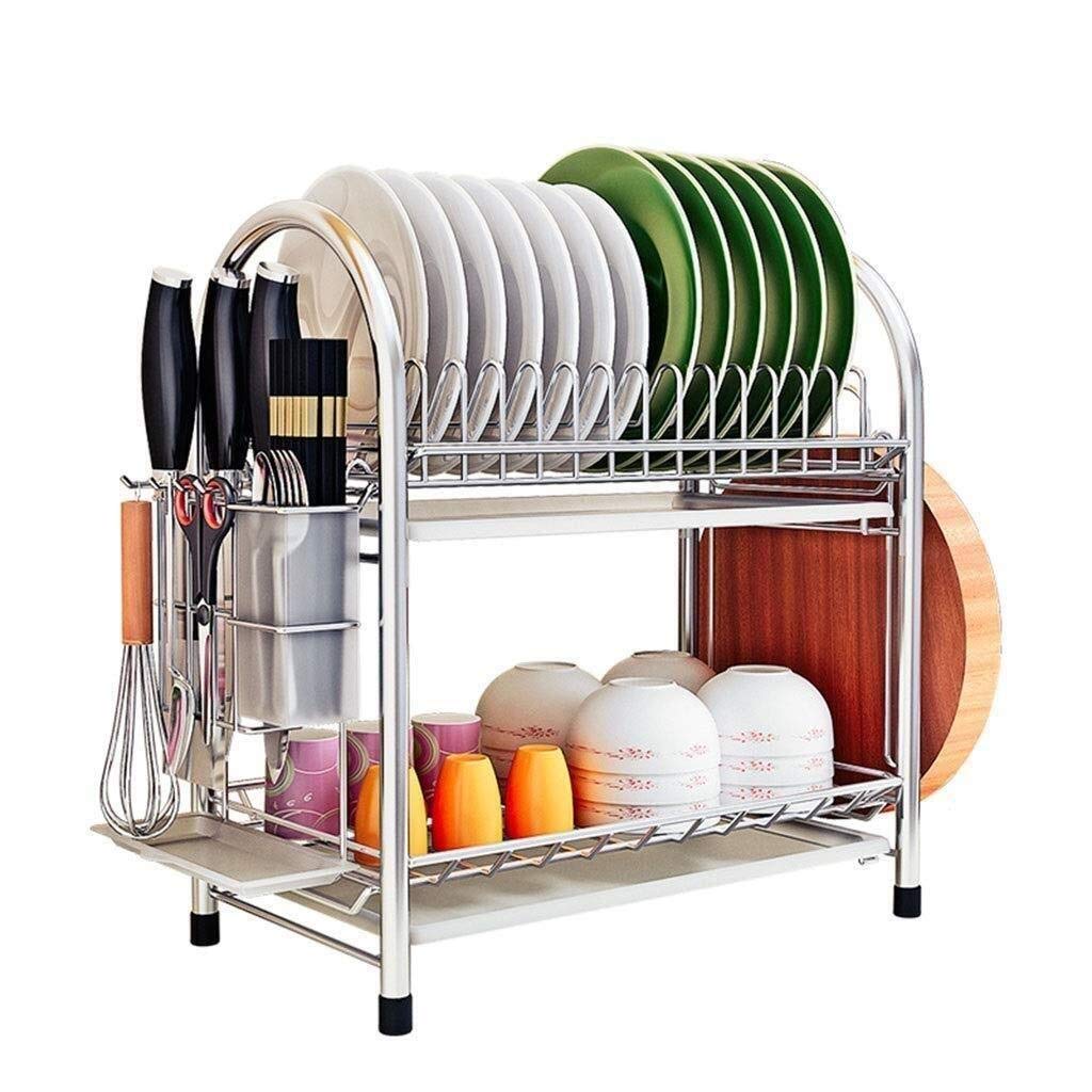 Organiseur cuisine égouttoir vaisselle acier inoxydable double couche
