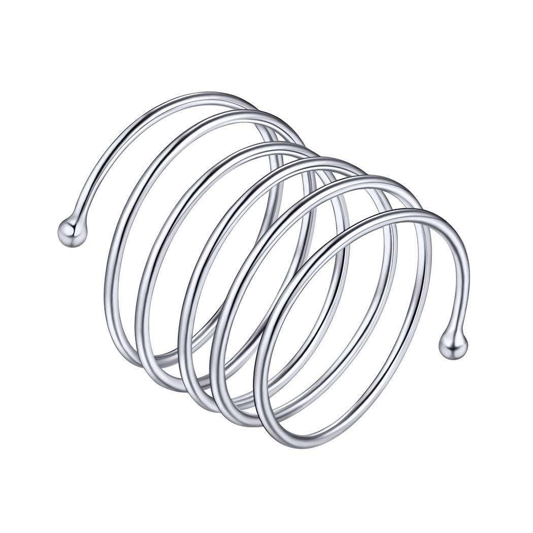 PROSILVER925 Sterling Silver Adjustable Open Ring for Women, Solid Sterling Silver Stackable Ring, knuckle Finger Ring, Pinky Ring, Come with BoxRecycled Claim Standard Blended