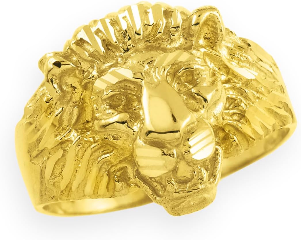 Animal Kingdom 14k Gold Lion Head Men's Ring (7)