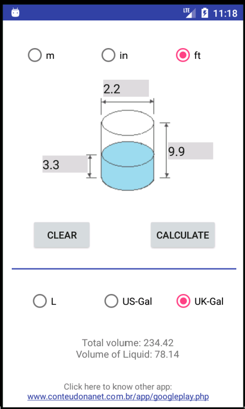 Tank Volume App Volume of tanks - Calculator - App on Amazon Appstore