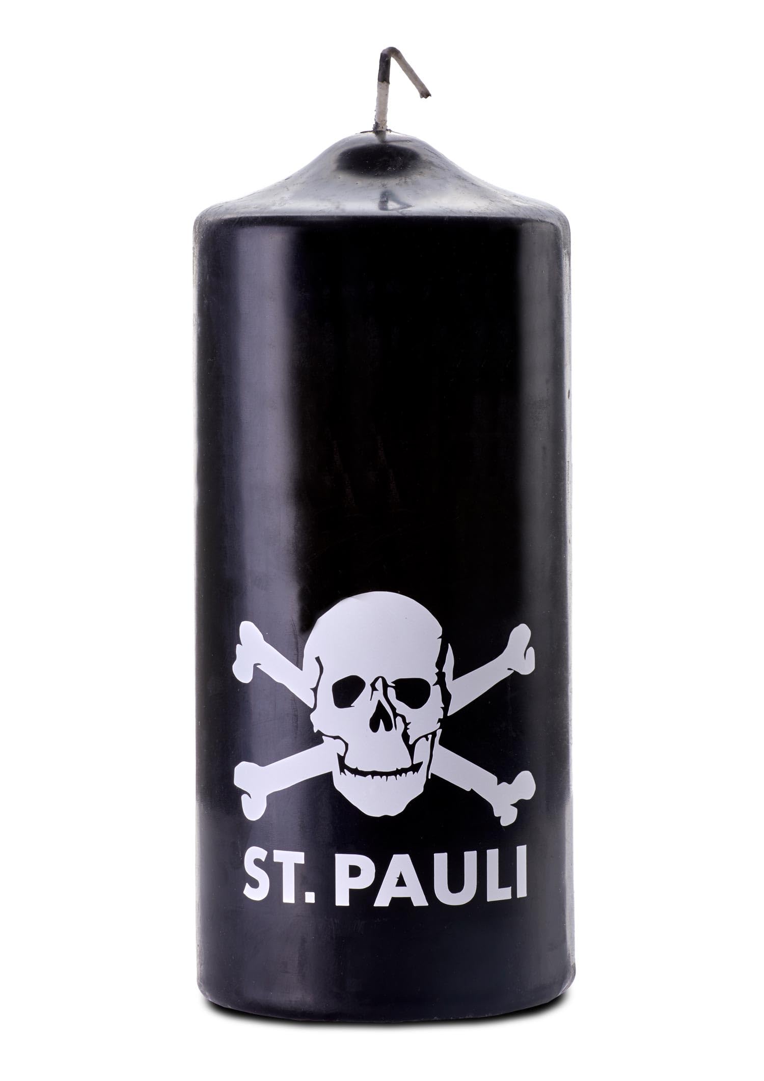 FC St. Pauli Kerze Totenkopf schwarz 18,5 cm - langlebige Wachskerze | lange Brenndauer