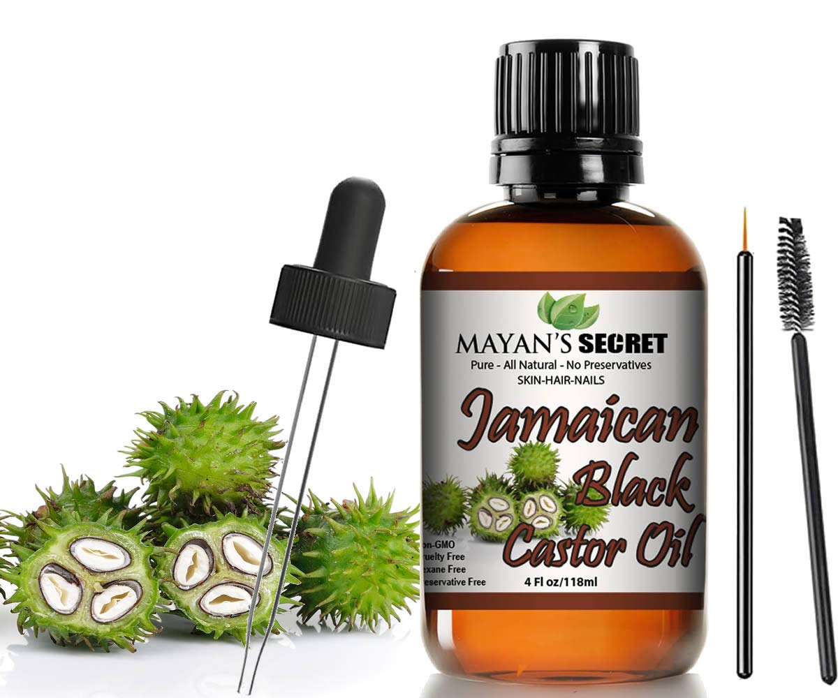Jamaican Black Castor Seed Oil 4oz - 100% Pure & Organic | Black Jamaican Castor Oil for Hair Growth, Eyelashes, Beard & Skin