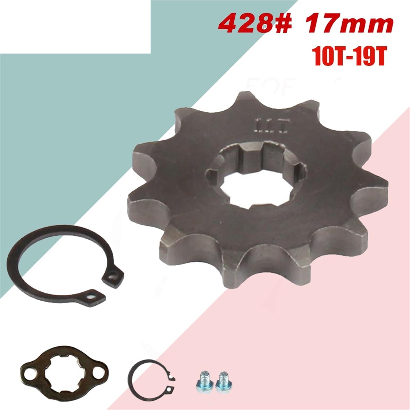 Piñón Delantero Del Motor Con Dientes 428#17mm 10 11 12 13 14 15 16 17 18 19T Compatible ATV Quad Go Kart Scooter Motocicleta motor motocicleta piñón Kit de Cadena(18T)
