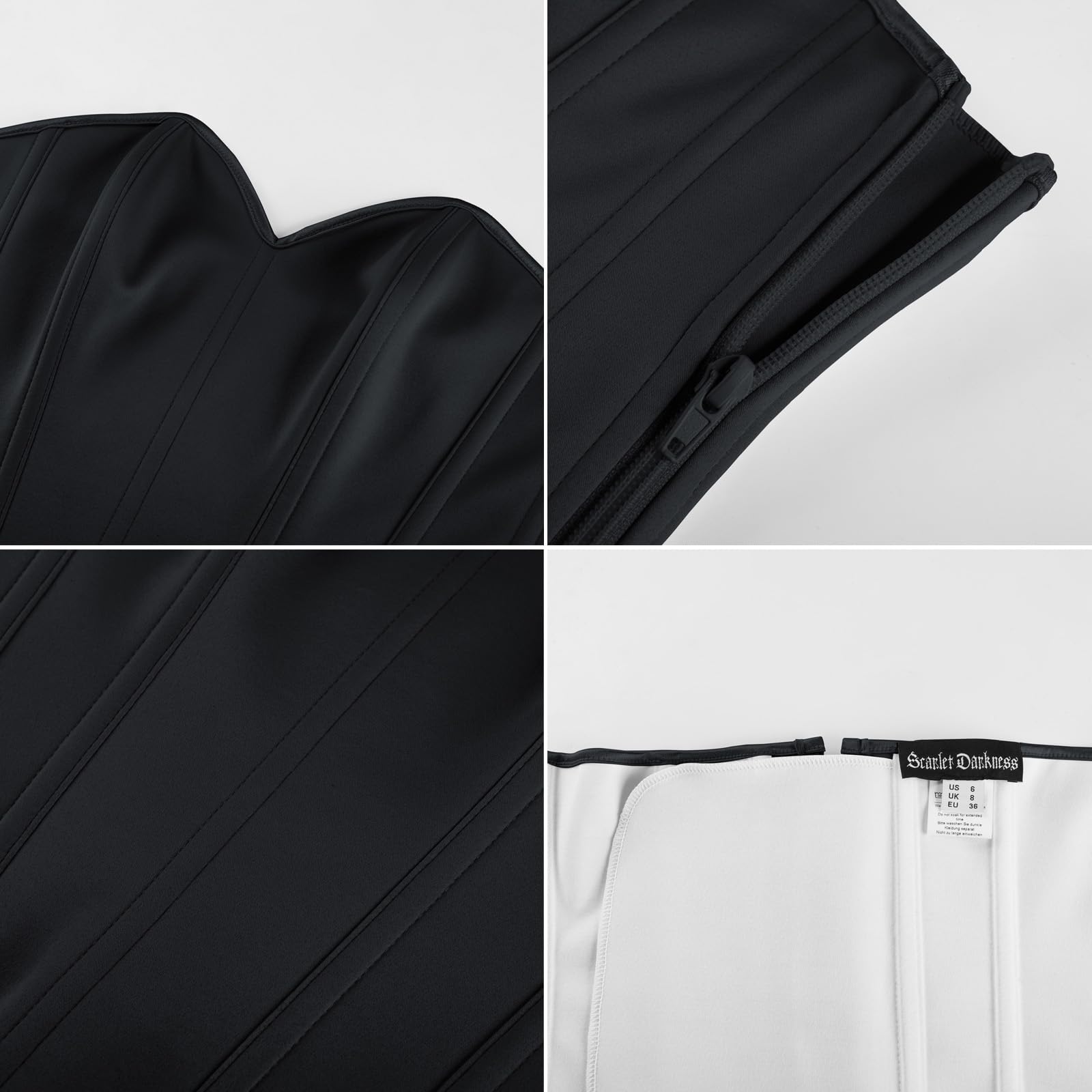 SCARLET DARKNESS Corset Renaissance pour femme avec col en cœur | Tissu satiné lisse, corset sans bretelles, design de taille galbant, style rétro et décontracté