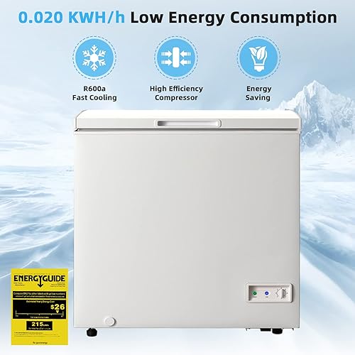 Miniatura 3 de PETSITE Congelador de pecho de 5 pies cúbicos, congelador profundo compacto con temperatura ajustable de 7 grados, cesta de almacenamiento extraíble