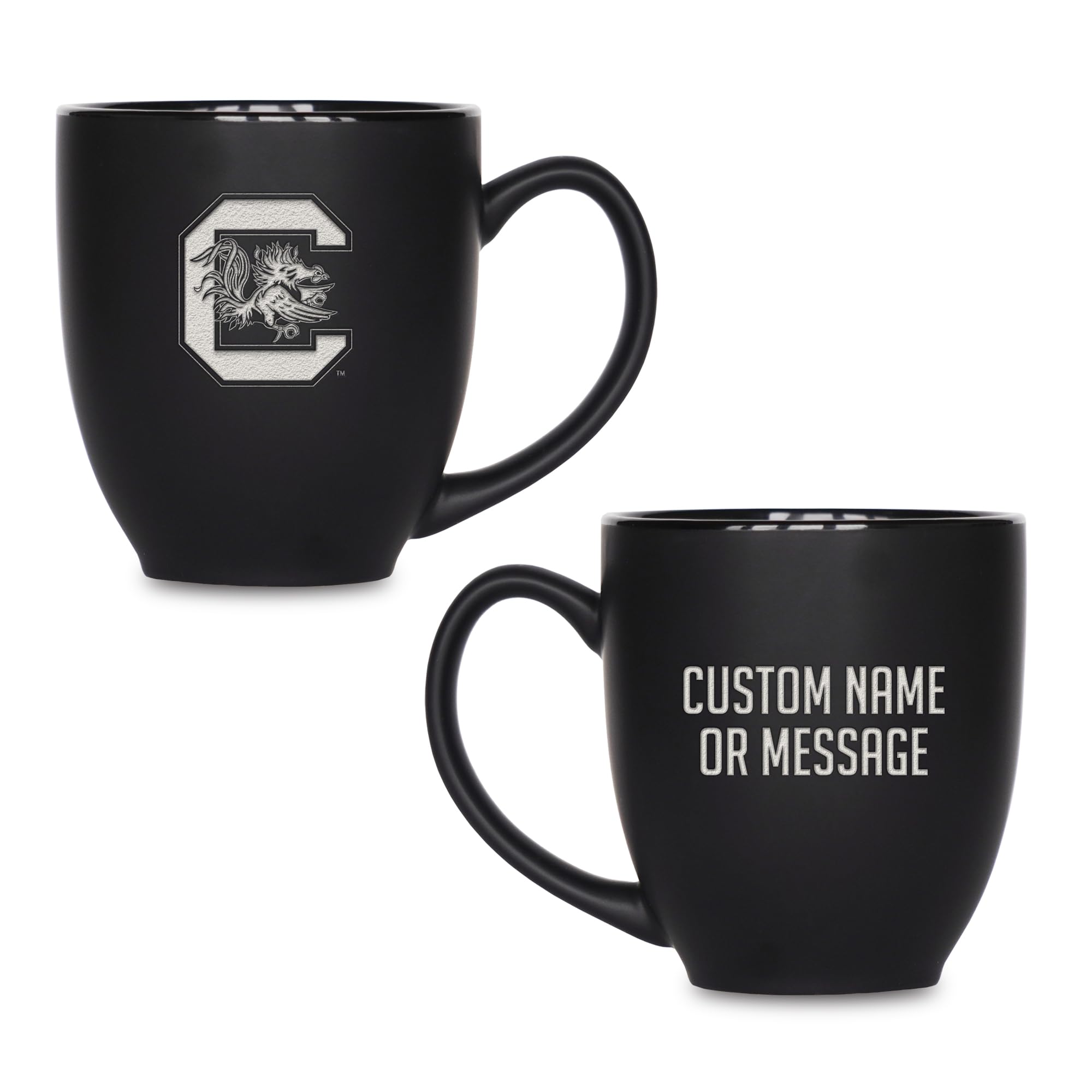 Rico Industries NCAA Primary 15-Oz Personalized Matte Black Bistro Mug - for Hot or Cold Drinks