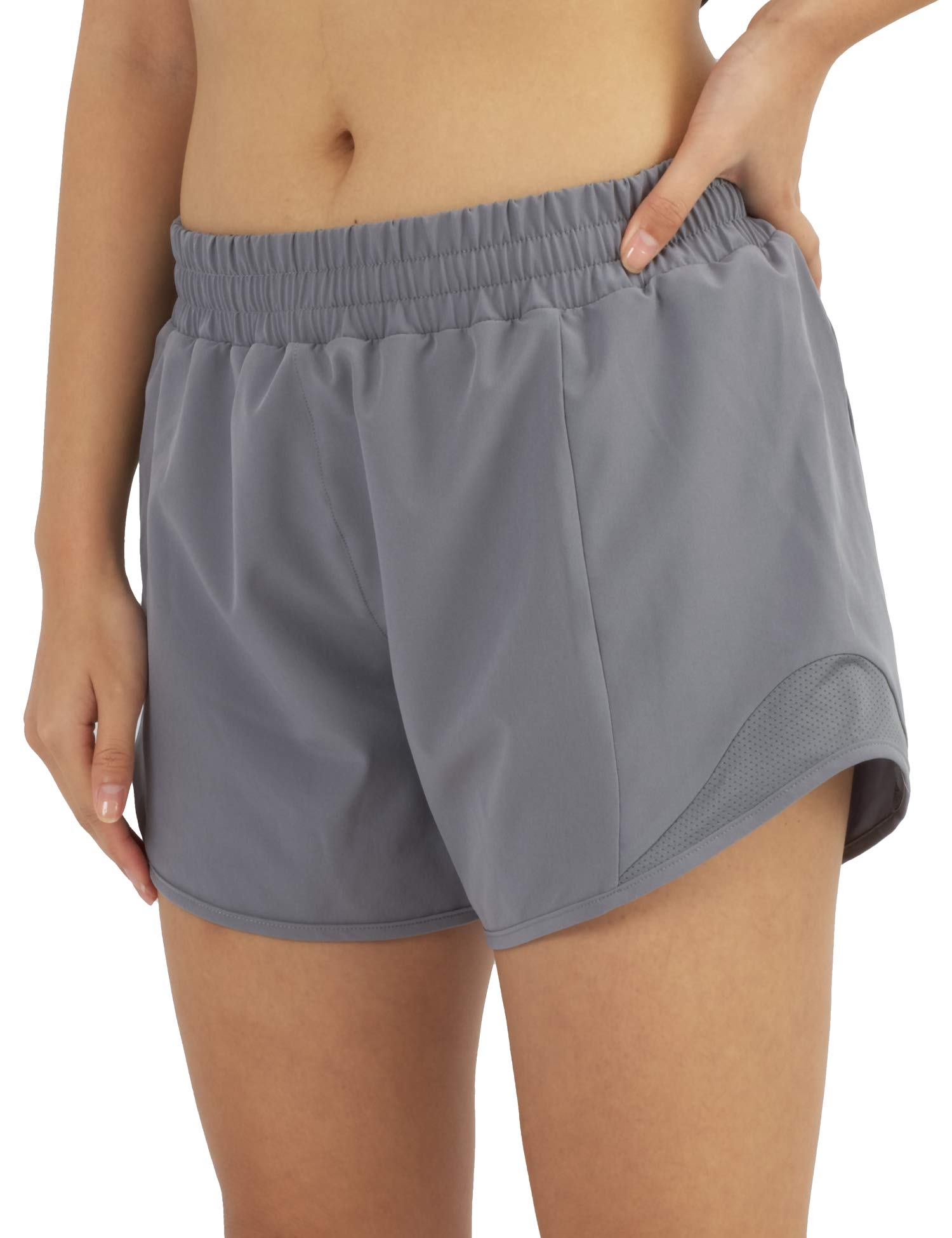AJISAI Running Athletic Shorts for Women with Liner,Workout Gym Shorts with Back Zip Pockets
