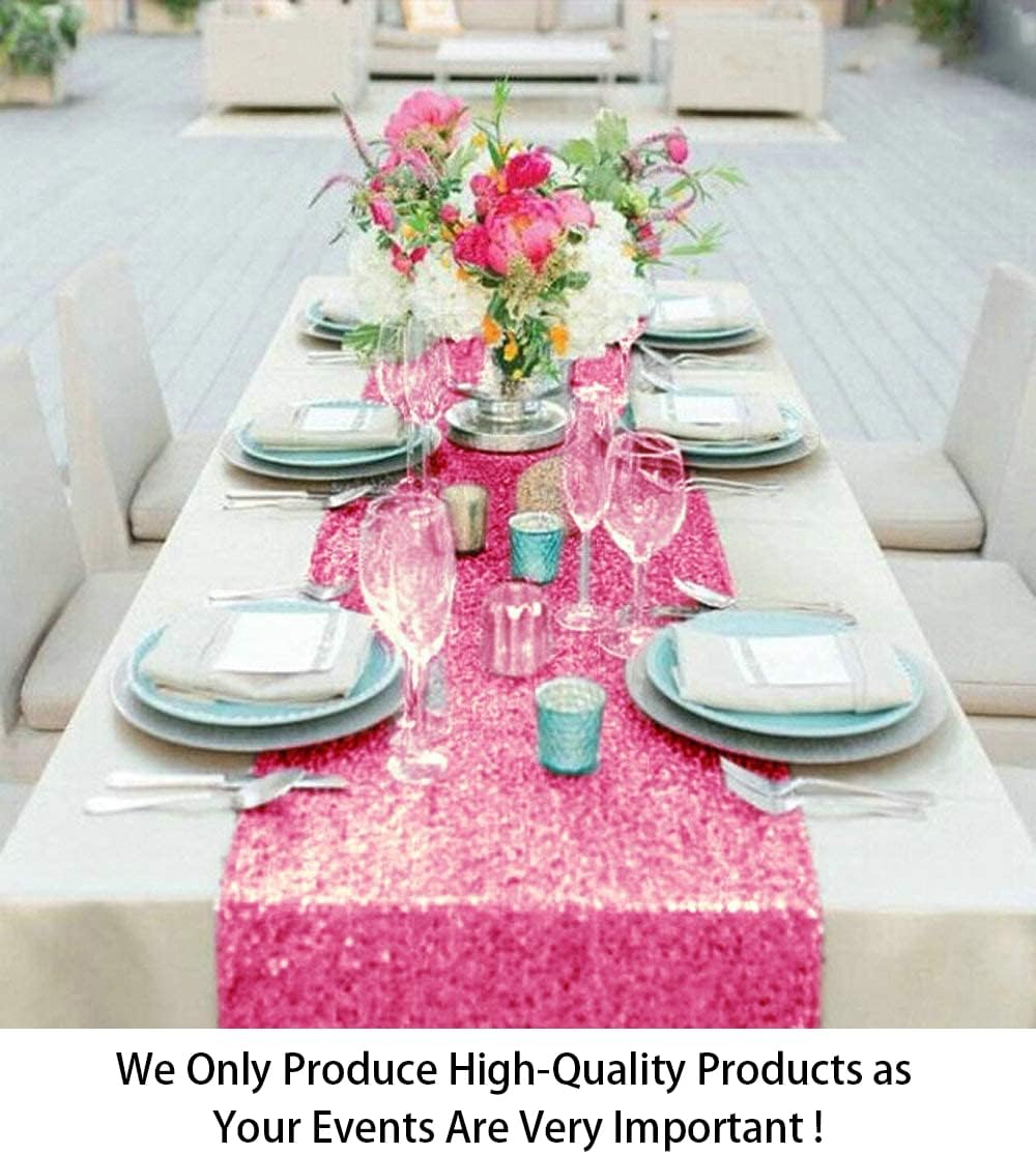 Fuchsia Table Runner Sequin Table Runner Bridal Shower Decorations 14x108-Inch Hot Pink Table Runner Fuchsia Decorations for Party Pink Table Runner Sequin Party Supplies