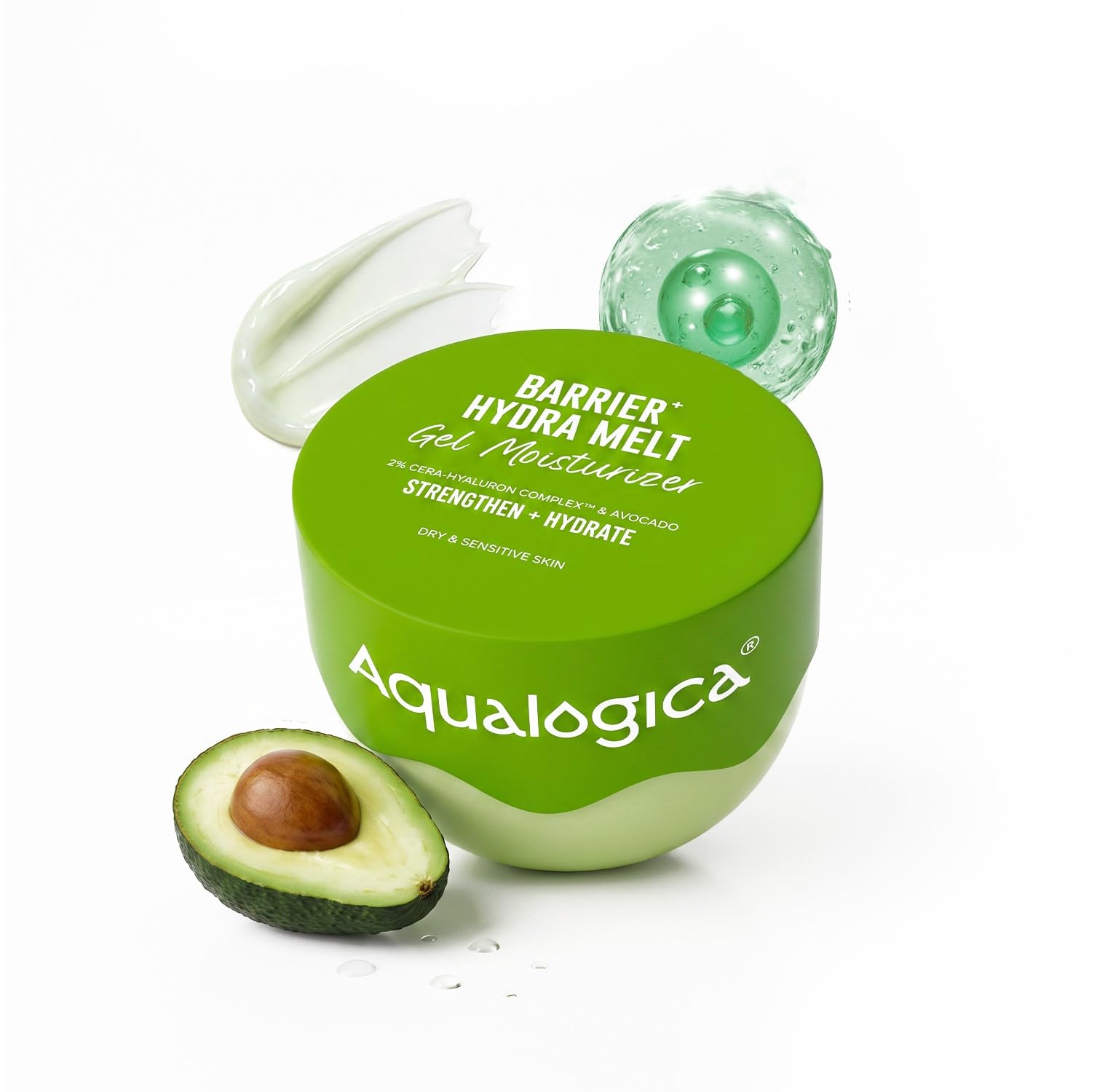 Aqualogica Barrier+ Hydra Melt Gel Moisturizer | Water-light Gel Moisturizer | 24-Hour Hydration | Strengthens & Repairs Barrier | For Dry & Sensitive Skin | 2% Cera-Hyaluron Complex™ & Avocado | 200 g