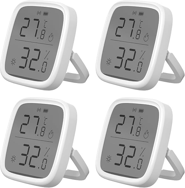 SONOFF SNZB-02D Zigbee Temperatur- und Feuchtigkeitssensor, LCD Display, Benötigt Zigbee Hub, Kompatibel mit Alexa, Google Home, Home Assistant, 4-Pack - 1