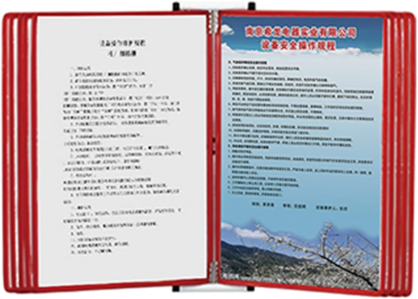 noxozoqm A4 Folder Wall-Mounted File Holder, 10 Panels Desktop/Wall Reference, Poster Flip Book Display(Color:G)
