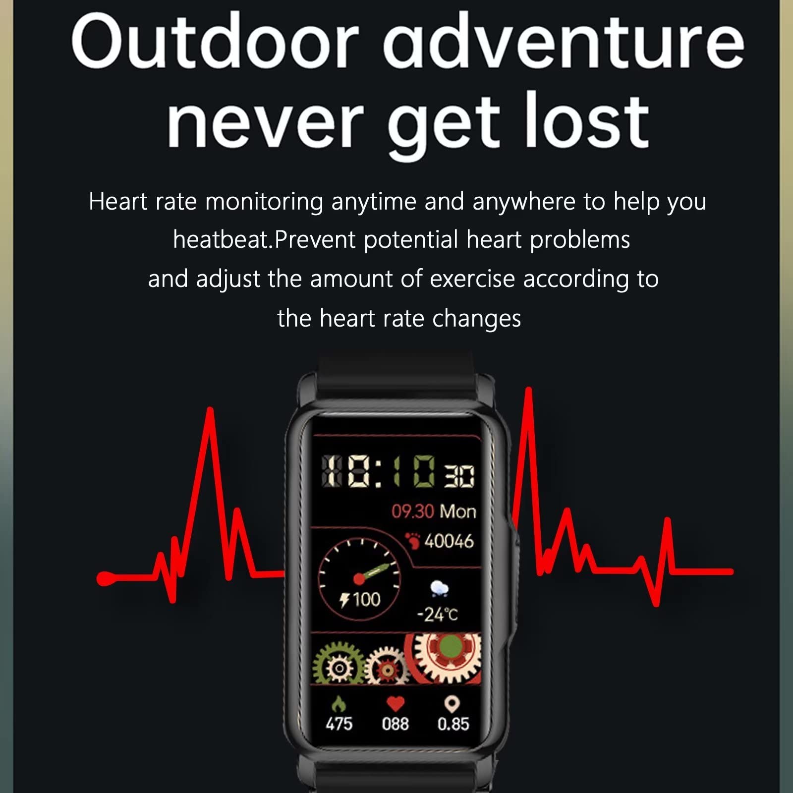 FORSINING Smartwatch, Fitnessuhr mit Blutdruck- und Herzfrequenzmessung für iOS und Android, 3,7 cm (1,44 Zoll) Touchscreen, Herren-Smartwatch, IP67 wasserdicht, Schwarz