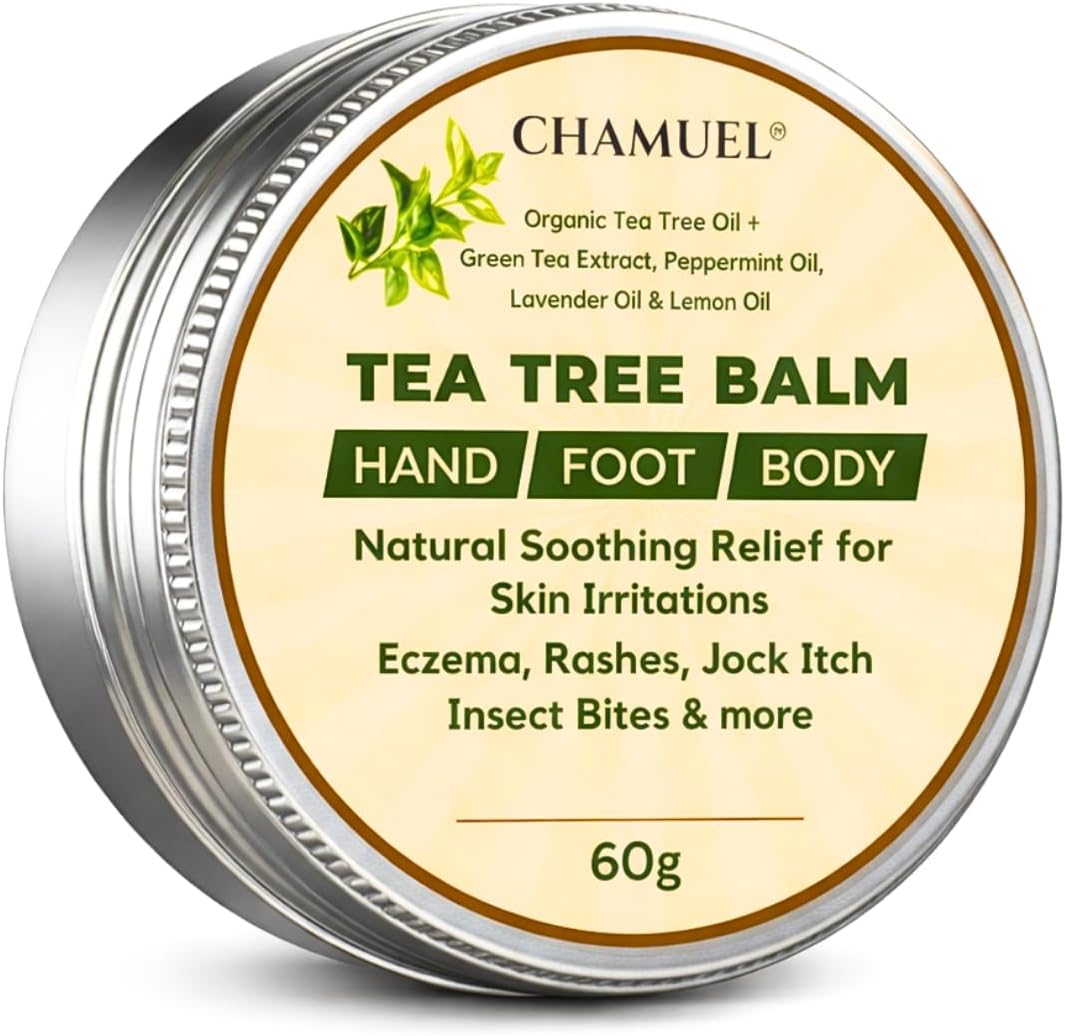 TEA TREE OIL BALM -100% All Natural | Great Cream for Soothing Skin Irritations like Eczema, Psoriasis, Rashes, Insect Bites, Folliculitis, Acne, Itches, Dry Chapped Skin, Heels, Cuticles, and more!