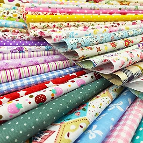 flic-flac 50pcs 10 x 10 inches (25cmx25cm) Cotton Fabric Squares Quilting Sewing Floral Precut Fabric Square Sheets for Craft Patchwork (50pcs 25cm*25cm) Cover