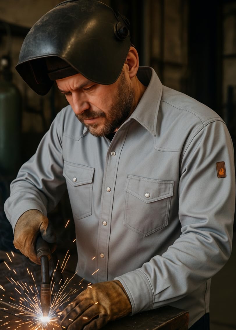 Flame Resistant FR Welding Shirt - 100% C - 9 oz - Image 2