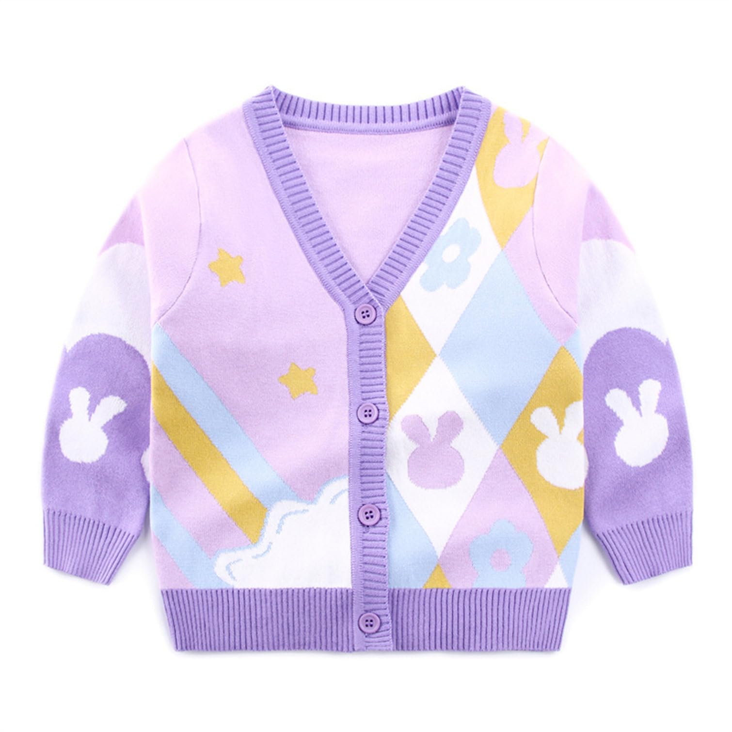 HIKIDSGirls Knitwear Jumper Bear Rabbit Winter Baby Knitted Sweater Christmas Toddler Pullover Kids Long Sleeve Round Neck Knit Cardigan 2-7 Years