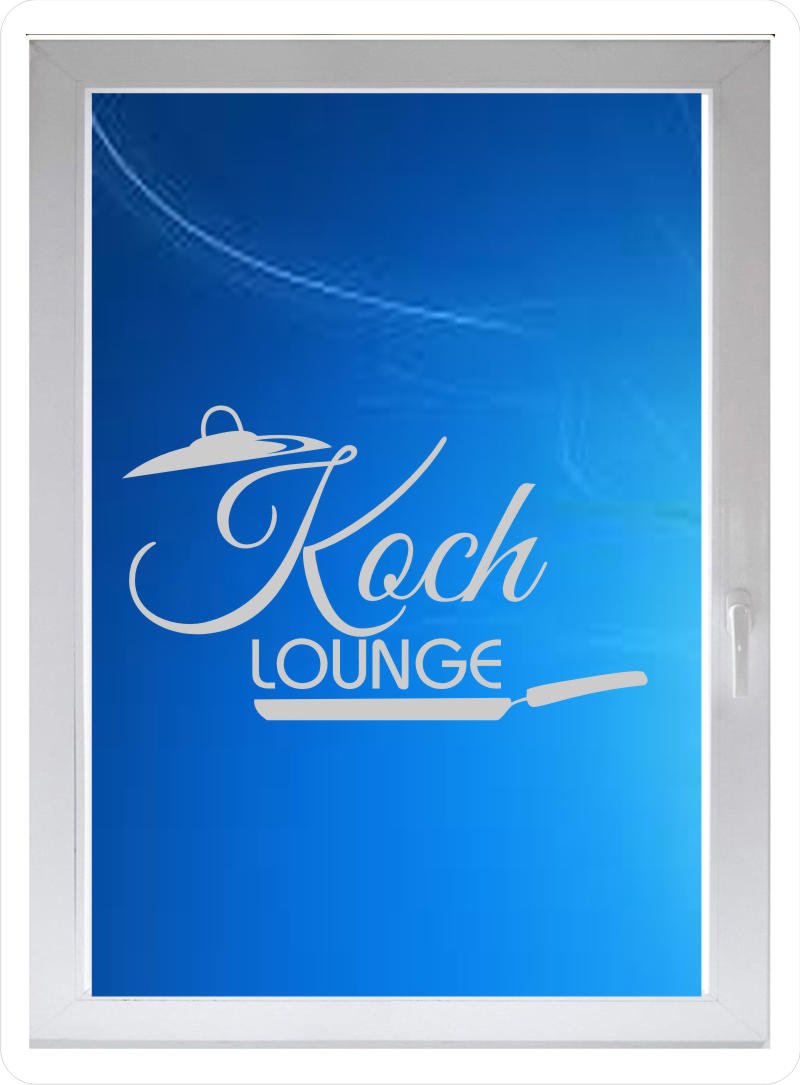 INDIGOS UG - Koch Lounge - Farbe: silberfein satiniert - 116x71 cm - Sichtschutzfolie - Fensterfolie - Glasdekorfolie - für die Küche, Koch Lounge ans Fenster - selbstklebend - matt