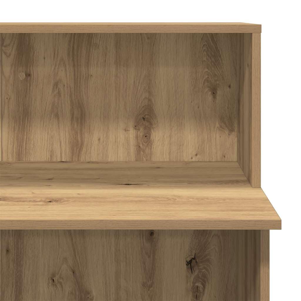 Banco Reception per Ufficio in Truciolato Rovere Artigianale 100x50x103,5cm con Bancone Integrato e Ripiano Archiviazione per Hotel Cliniche Saloni di Bellezza