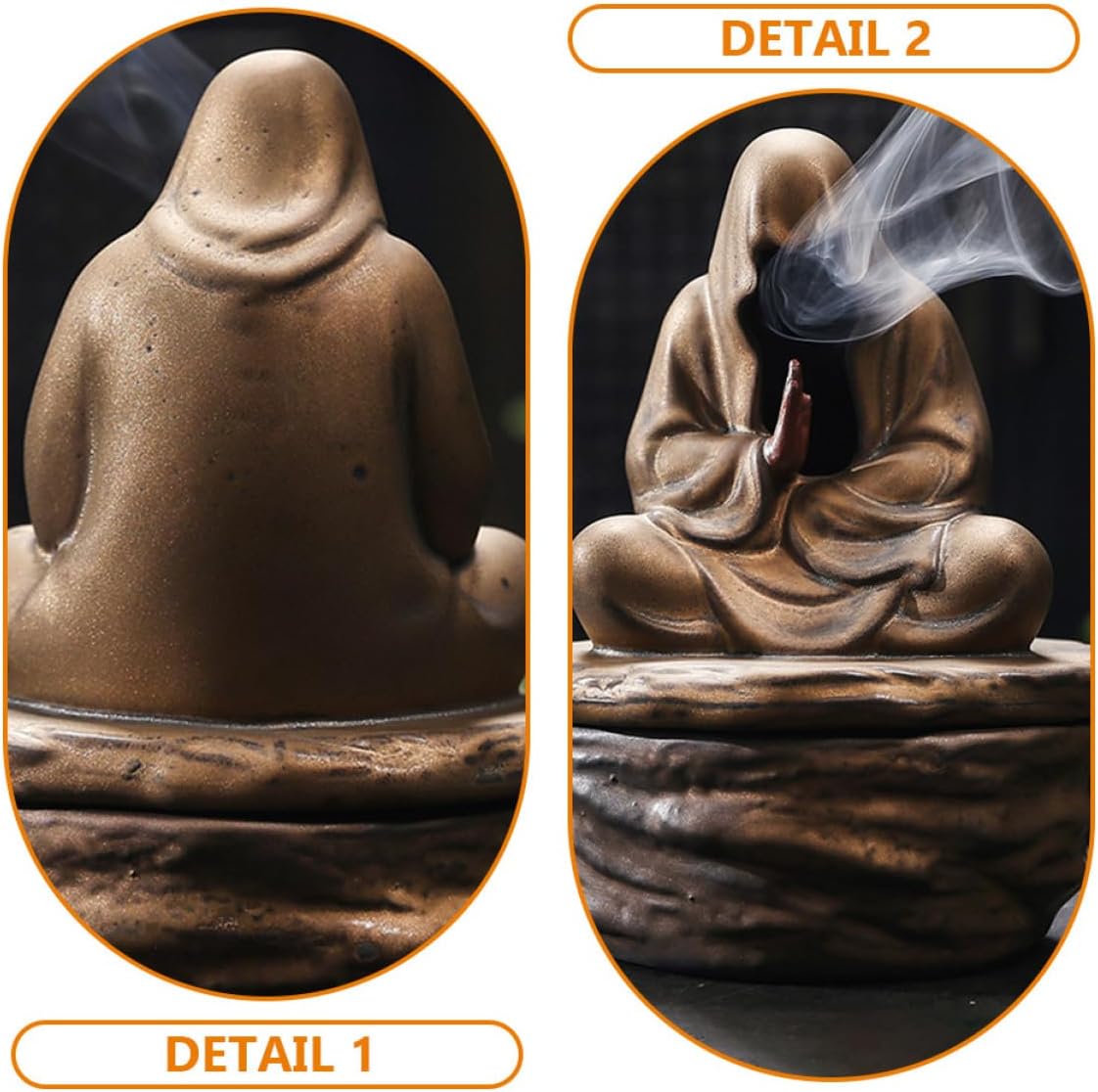 Ceramic Incense Holder for Desktop Tabletop Coil Burner with Gold Accent and Incense Stick Tray Chinese Zen Style for Home Décor and Meditation