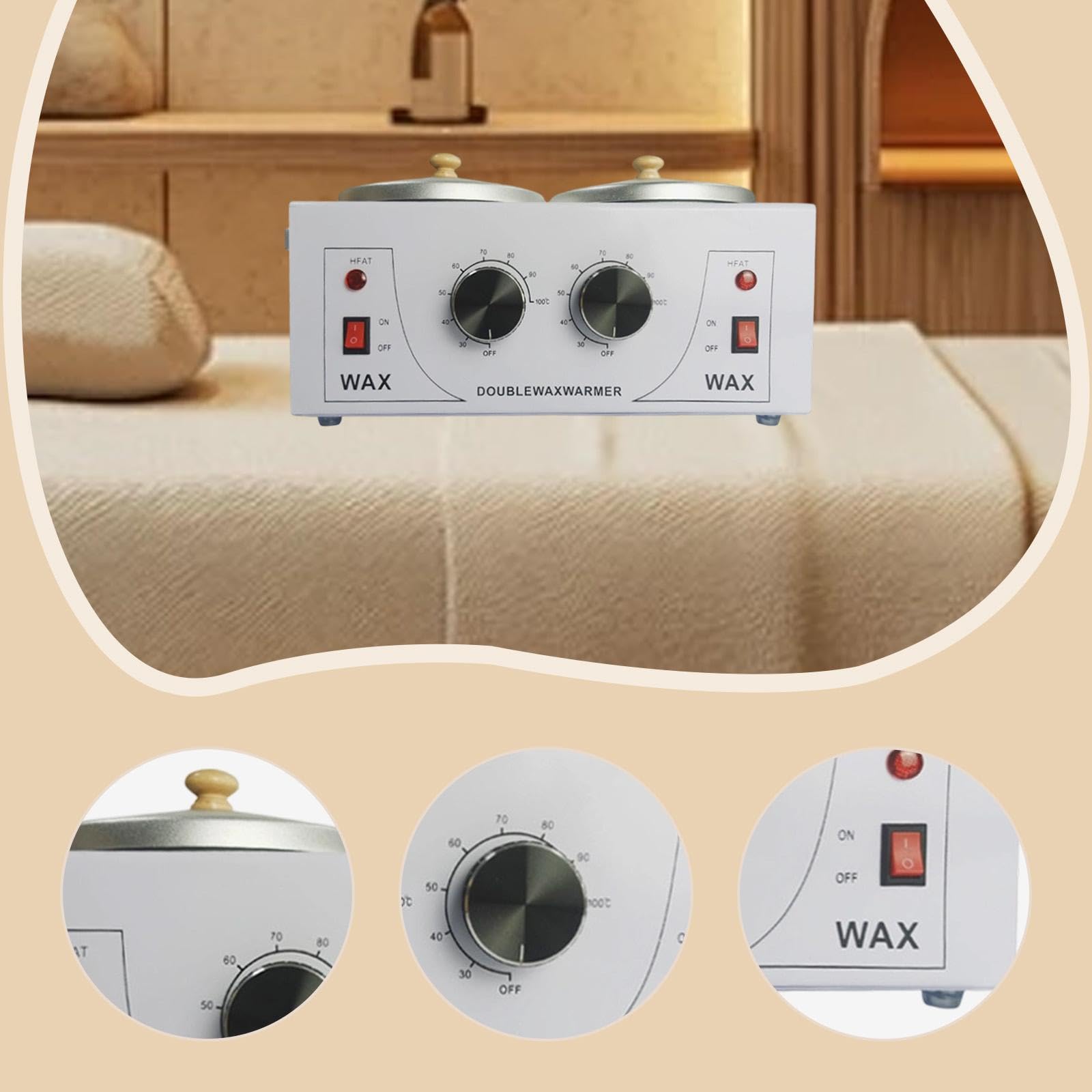 Qianly Olla de Cera Profesional Máquina Depilatoria Doble Recipiente con Apagado Automático Gran Capacidad 1000ml y Material Aluminio para Tratamientos de