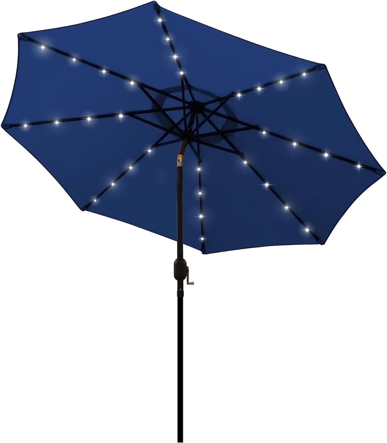 Product image of Blissun 9 ft Solar Umbrella 32 LED Lighted Patio Umbrella Table Market Umbrella with Tilt and Crank Outdoor Umbrella for Garden, Deck, Backyard, Pool and Beach (Navy Blue)