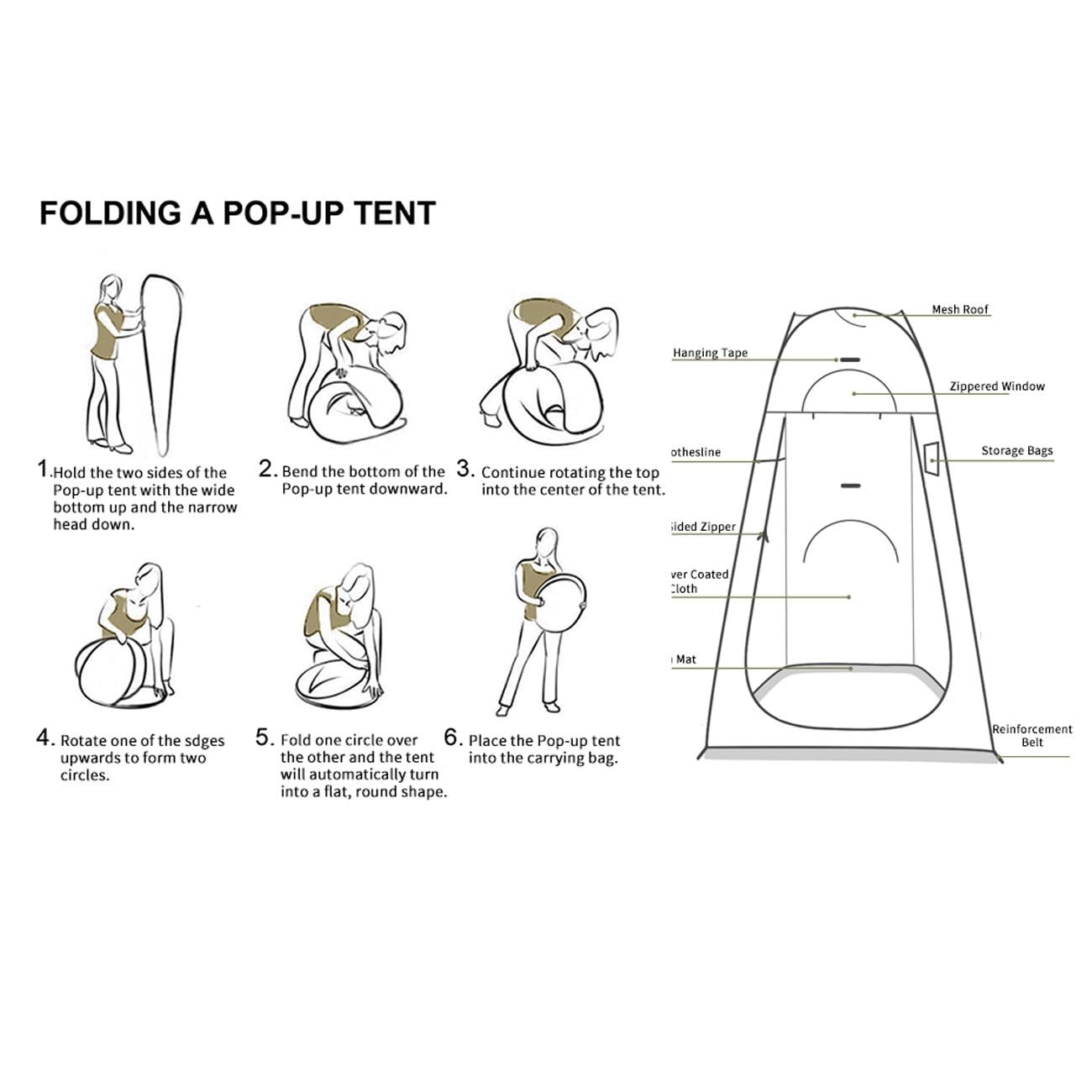 Przenośny namiot prysznicowy pop-up, czarny