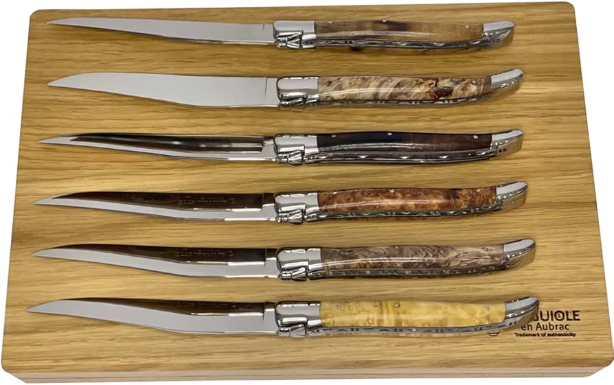 ステーキナイフ６本セット（エボニーステンレスLAGUIOLE en Aubrac Laguiole en Aubrac手作りのメッキ6ピースステーキナイフセット