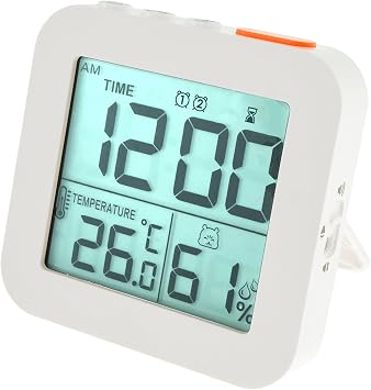 Digital Alarm Clock Travel Alarm Clock Battery Operated Desk Clock with Temperature Portable Clock with Humidity Snooze Indoor Temperature Battery Operated Travel White