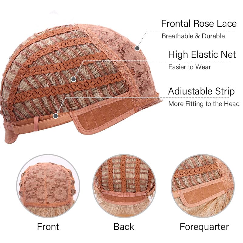 Blonde Short Straight Pixie Cut Wigs Pixie Cut Human Hair for Women Real Hair Wig Glueless and Lightweight for an Natural Look (Blonde Mixed,6 Inch)