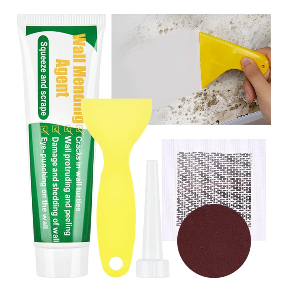 Wall Repair Kit, wall filler repair kit, Quick Drying & Waterproof Mending Agent With Mesh Patch, Sandpaper, Scraper