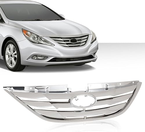 Miniatura 2 de G-PLUS Conjunto de parrilla delantera, compatible con Hyundai Sonata 2011 2012 2013 cromo ABS plástico parrilla HY1200154, 863503S100