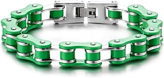 Pulsera de acero inoxidable para hombre, pulsera de cadena de bicicleta de moto