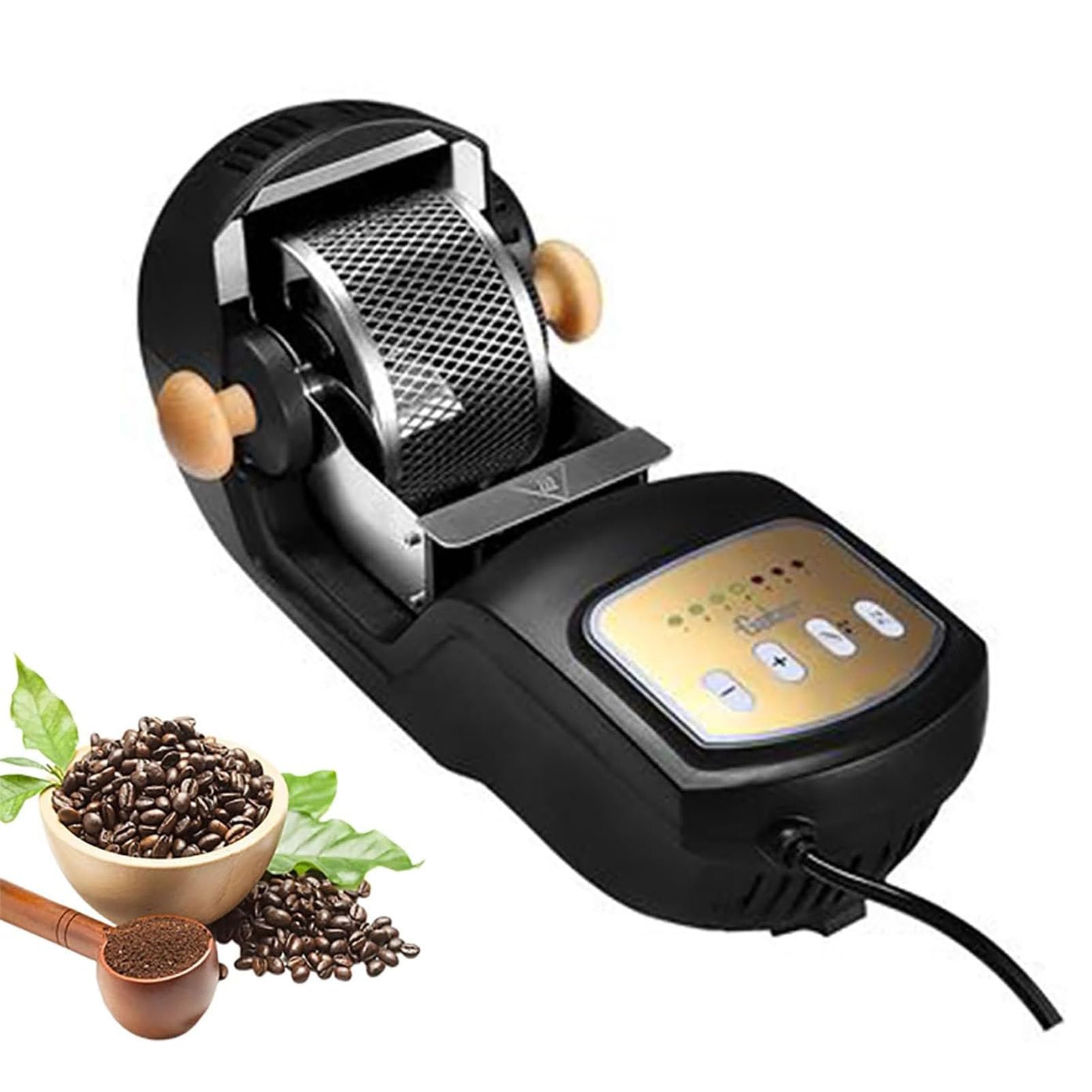 PioMue 1600w Electric Coffee Roaster,300g Capacity Small Coffee Roaster Machine, with Even Heat Distribution,7-Level Roast Control, Portable Home Coffee Bean Roaster 110V
