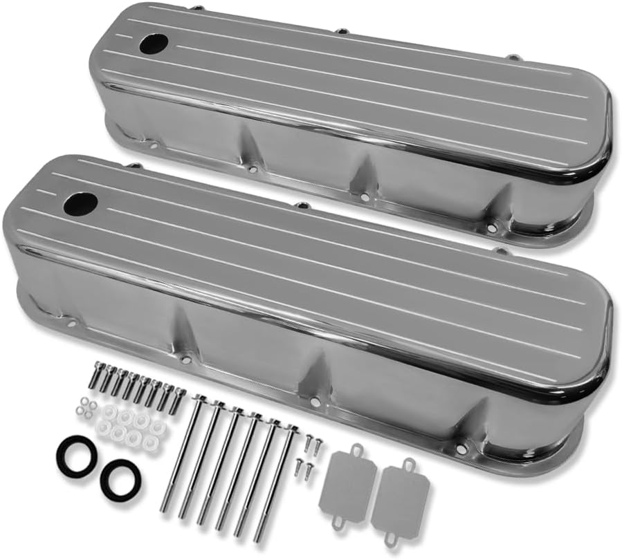 Tall Ball Milled Valve Covers Polished Aluminum For Chevy Big Block Engines 396-502 1965-1995